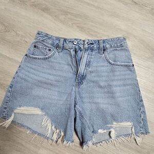 Abercrombie & Fitch Light Blue Distressed Jean Shorts